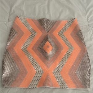 Stylish Orange and Gray Women's Sequin and Stone Skirt